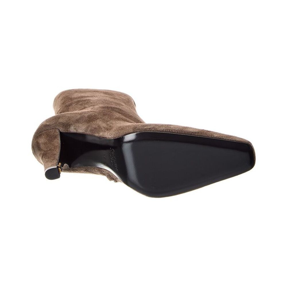 Saint Laurent Jill 95 Suede Bootie, Grey - Picture 4 of 5